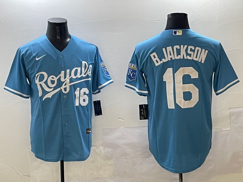 Men Kansas City Royals #16 B.Jackson Light Blue Game 2025 Nike MLB Jersey style 1